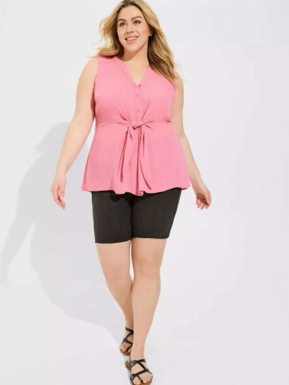 torrid Pink Tie-Front Sleeveless Blouse